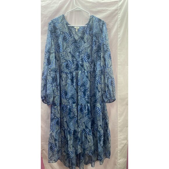 Joie Blue Women's Size XXL Flowy Long Sleeve Maxi Dress - Picture 1 of 7